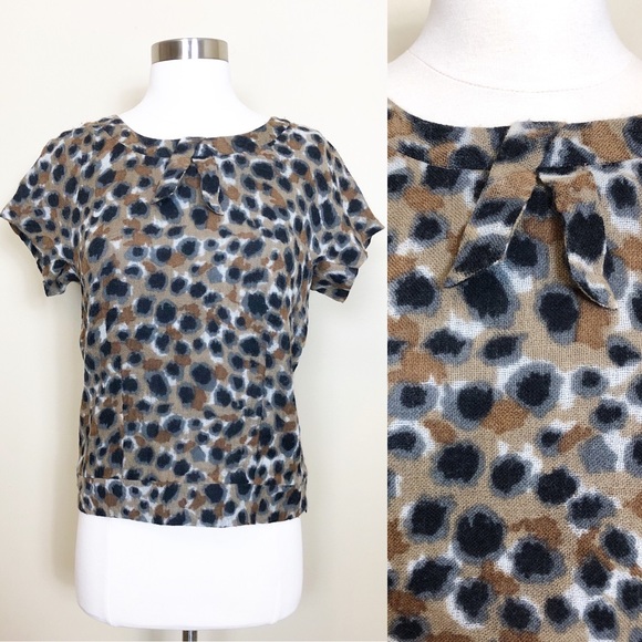 Anthropologie Portrait of a Girl Leopard Wool Top - Picture 1 of 8